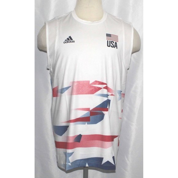 adidas Other - Adidas Primeblue USA Olympics National Volleyball White Jersey FK1021 Mens Sz Lg